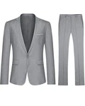 Allthemen Anzug Herrenanzug Slim Fit Businessanzug (2 tlg, Sakko & Hose) Grau/Hellgrau