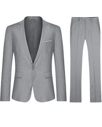 Anzug (2 tlg, Sakko & Hose) Herrenanzug im Slim Fit Einfarbiger Businessanzug fr Mnner