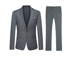 Allthemen Anzug Herrenanzug Slim Fit Businessanzug (2 tlg, Sakko & Hose) Dunkelblau/Grau/Dunkelgrau