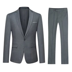 Allthemen Anzug Herrenanzug Slim Fit Businessanzug (2 tlg, Sakko & Hose) Dunkelblau/Grau/Dunkelgrau