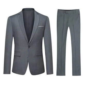 Allthemen Anzug Herrenanzug Slim Fit Businessanzug (2 tlg, Sakko & Hose) Dunkelblau/Grau/Dunkelgrau