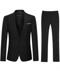 Allthemen Anzug Herrenanzug Slim Fit Businessanzug (2 tlg, Sakko & Hose) Schwarz/Dunkelgrau