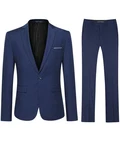 Allthemen Anzug Herrenanzug Slim Fit Businessanzug (2 tlg, Sakko & Hose) Dunkelblau/Blau