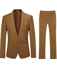 Allthemen Anzug Herrenanzug Slim Fit Businessanzug (2 tlg, Sakko & Hose) Khaki/Braun/Beige
