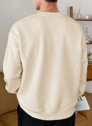 JMIERR Herren Sweatshirt Casual Pullover Rundhalsausschnitt Khaki/Beige/Weiß