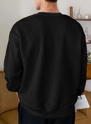 JMIERR Herren Sweatshirt Casual Pullover Rundhalsausschnitt Schwarz