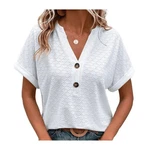 YRIIOMO Tanktop Frhling-Sommer-Damenmode mit Knopf-V-Ausschnitt Damen T-Shirt einfarbig