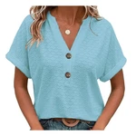 YRIIOMO Tanktop Frhling-Sommer-Damenmode mit Knopf-V-Ausschnitt Damen T-Shirt einfarbig