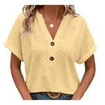 YRIIOMO Tanktop Frhling-Sommer-Damenmode mit Knopf-V-Ausschnitt Damen T-Shirt Gelb/Khaki/Beige