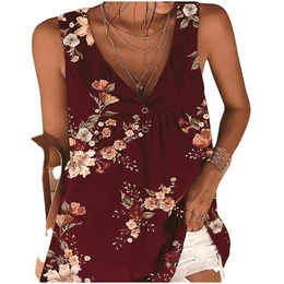 Tanktop Damen-Oberteile, rmelloses Damen-T-Shirt mit Rundhalsausschnitt, bedruckt, lockeres, vielseitiges Tank-Top