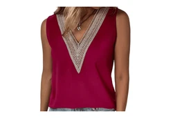 YRIIOMO Tanktop Sommer-Damenbekleidung Dunkelrot/Rot/Bordeaux