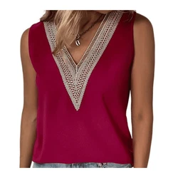 YRIIOMO Tanktop Sommer-Damenbekleidung Dunkelrot/Rot/Bordeaux