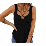 YRIIOMO Tanktop V-Ausschnitt mit Knopfverschluss Damenbekleidung Schwarz/Braun/Orange