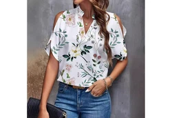 YRIIOMO Tanktop Sommer-Damenbekleidung V-Ausschnitt Blau/Hellblau