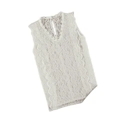 Tanktop Sommer-Basic-Weste fr Damen, einfarbig, mit Spitzenbesatz, sexy gestricktes Oberteil fr Damen.