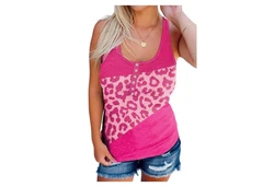 YRIIOMO Tanktop Damen rmelloses Hemd mit Knpfen Rosa