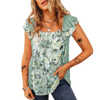 YRIIOMO Tanktop mit quadratischem Ausschnitt und bedruckter Weste