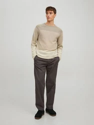 Jack & Jones Rundhalspullover JJEHILL KNIT CREW NECK Beige (4830)