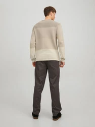 Jack & Jones Rundhalspullover JJEHILL KNIT CREW NECK Beige (4830)