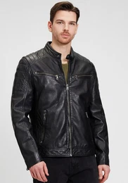 Lederjacke GBDerry LAORV mit Stehkragen, Reiverschluss, Schulterpasse