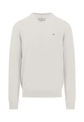 FYNCH-HATTON Strickpullover mit V-Kragen Grau/Khaki
