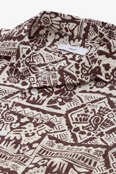 Next Kurzarmhemd Navajo-Stil Kubakragen Dunkelrot/Braun/Bordeaux/Rot/Rosa/Beige
