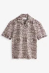 Next Kurzarmhemd Navajo-Stil Kubakragen Dunkelrot/Braun/Bordeaux/Rot/Rosa/Beige