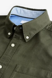 Next Langarmhemd Oxford Slim Fit Dunkelgrün/Grün