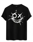 RMK T-Shirt Rundhals Vintage Smile Schwarz