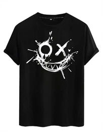 T-Shirt T-Shirt Herren Shirt Rundhals Vintage Smile Smiley aus 100% Baumwolle