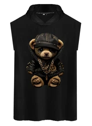 RMK Tanktop Herren Muskelshirt mit Teddybr Druck Braun/Schwarz