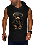 RMK Tanktop Herren Muskelshirt mit Teddybr Druck Braun/Schwarz