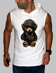 RMK Tanktop Herren Muskelshirt mit Teddybr Druck Braun