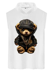 RMK Tanktop Herren Muskelshirt mit Teddybr Druck Braun