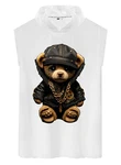 RMK Tanktop Herren Muskelshirt mit Teddybr Druck Braun