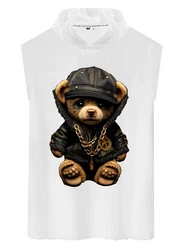 RMK Tanktop Herren Muskelshirt mit Teddybr Druck Braun