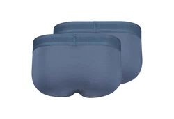Skiny Slip Herren Tanga Cotton Retro Blau/Dunkelblau/Grau