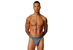 Skiny Slip Herren Tanga Cotton Retro Blau/Dunkelblau/Grau