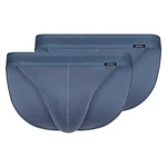 Skiny Slip Herren Tanga Cotton Retro Blau/Dunkelblau/Grau