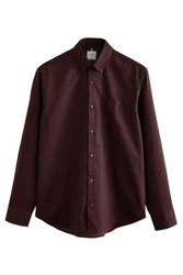 Next Langarmhemd Pflegeleichtes Button-Down-Oxford-Hemd Dunkelrot/Bordeaux/Braun/Rot/Lila