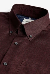 Next Langarmhemd Pflegeleichtes Button-Down-Oxford-Hemd Dunkelrot/Bordeaux/Braun/Rot/Lila