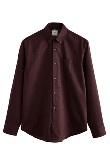 Next Langarmhemd Pflegeleichtes Button-Down-Oxford-Hemd Dunkelrot/Bordeaux/Braun/Rot/Lila