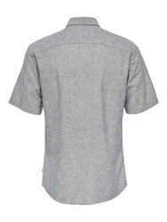ONLY & SONS Kurzarmhemd ONSCAIDEN SS SOLID LINEN SHIRT Blau (7659)