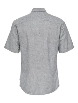ONLY & SONS Kurzarmhemd ONSCAIDEN SS SOLID LINEN SHIRT Blau (7659)