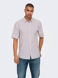 ONLY & SONS Kurzarmhemd ONSCAIDEN SS SOLID LINEN SHIRT pastelllila