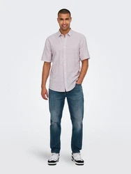 ONLY & SONS Kurzarmhemd ONSCAIDEN SS SOLID LINEN SHIRT pastelllila