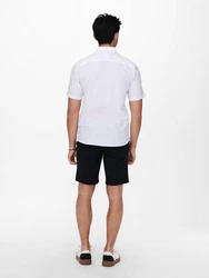 ONLY & SONS Kurzarmhemd ONSCAIDEN SS SOLID LINEN SHIRT Wei (7659)