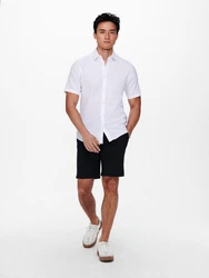 ONLY & SONS Kurzarmhemd ONSCAIDEN SS SOLID LINEN SHIRT Wei (7659)