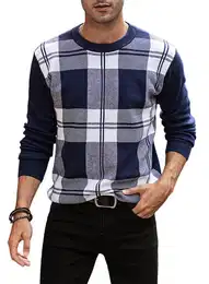 Rundhalspullover Herren Basic Winterpullover Strickpullover Feinstrick Sweaters Casual