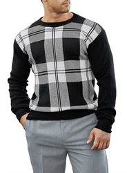 JMIERR Rundhalspullover Herren Basic Winterpullover Schwarz/Gelb/Rot/Grau